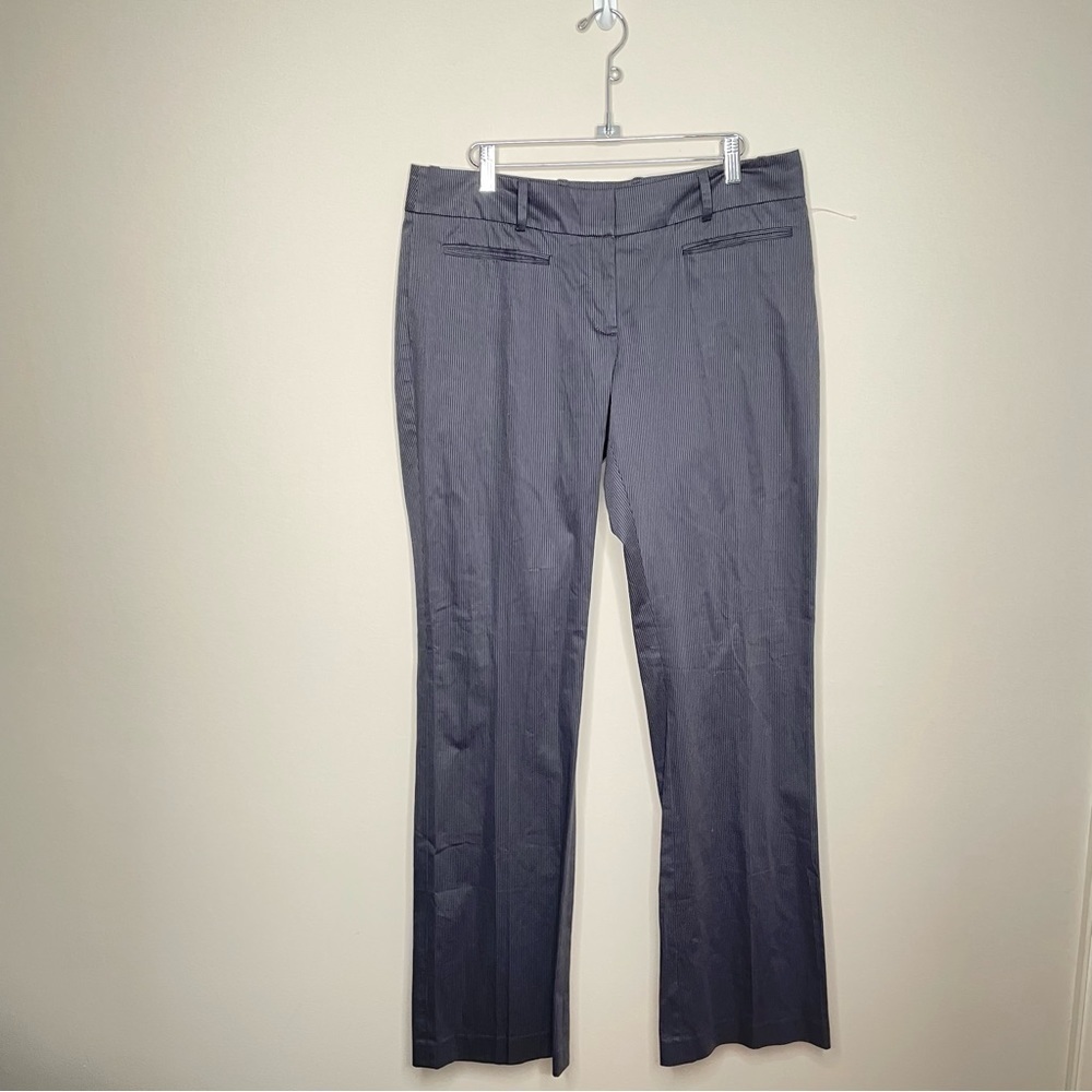 MEXX Cotton Blend Slight Flare Pin Stripe Textured Trousers Black Size Large